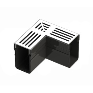 ΓΩΝΙΑΚΗ ΣΥΝΔΕΣΗ - STAR DRAIN 65 - ΓΚΡΙ Kανάλια με σχάρες αλουμινίου (STAR DRAIN)