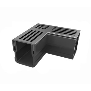 ΓΩΝΙΑΚΗ ΣΥΝΔΕΣΗ – MINI STAR DRAIN 65 – ΜΑΥΡΗ Kανάλια με σχάρες αλουμινίου (STAR DRAIN) - mini