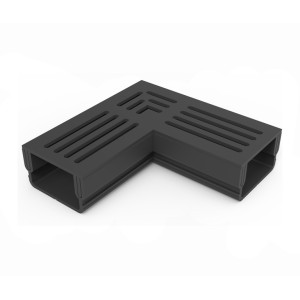 ΓΩΝΙΑΚΗ ΣΥΝΔΕΣΗ – XS STAR DRAIN 65 – ΜΑΥΡΗ Kανάλια με σχάρες αλουμινίου (STAR DRAIN) - XS